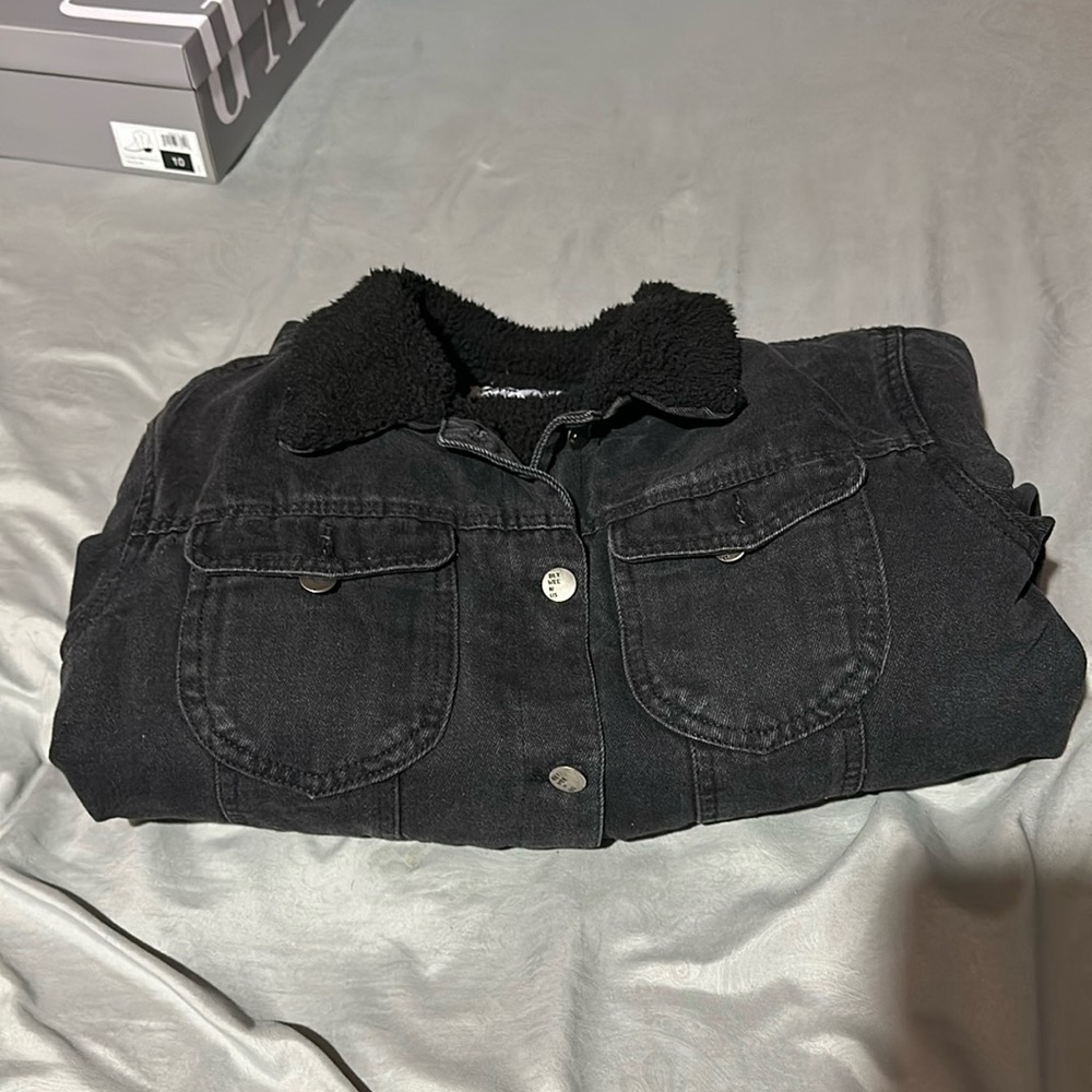 Black Sherpa Lined Denim Jacket